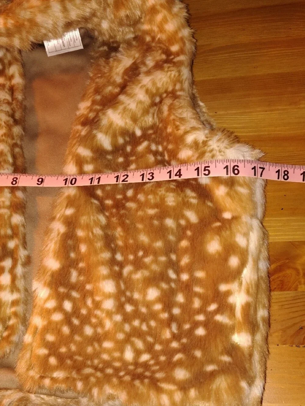 Kids Small Spirit Faux-Fur Fawn Hooded Vest Flowers Halloween Winter Christmas
